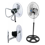 Ventilador 3 En 1 Fulgore Fu9718 Negro Con 3 Aspas Color  Plateado De  Metal, 18  De Diámetro 120 v