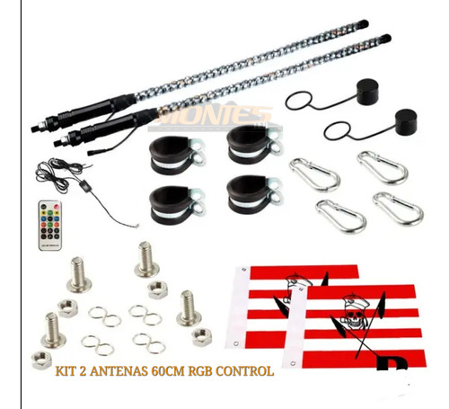 Kit 2 Antenas Rgb 60cm Con Sensor De Sonido Razr Canam