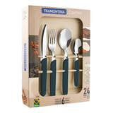 Cubiertos Tramontina Juego 24 Pzas Cocina Carmel Set Colores