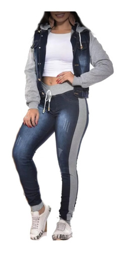  Conjunto Jeans Moleton Calça+jaqueta Super Oferta