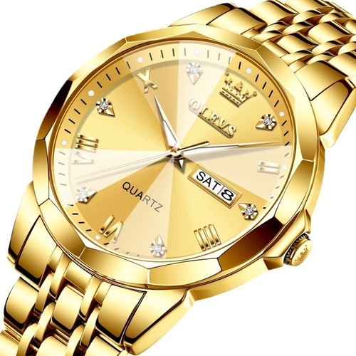 Reloj De Calendario Impermeable De Lujo Olevs Diamond