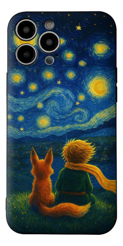 Funda iPhone 13 Case Silicona El Principito Estilo Noche Estrellada Van Gogh Artistico Uso Rudo Protector Estetico Y Curativo