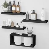 Estantes Flotantes Negros Para Baño Y Decoración De Pared.