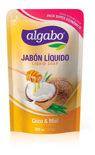 Jabon Liquido Coco Y Miel Repuesto Doy 220cc Algabo (7200)