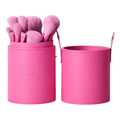 Set De Brochas 24 Piezas Beauty Creations + Estuche Cilindro Color Rosa Fucsia - Hot Girl | Meses sin interés