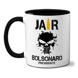 Caneca Jair Bolsonaro Presidente Caveira Bala Alça Preta