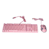 Teclado Y Ratón Mecánicos Ergonómicos Rosas 104 Teclas 22