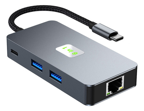 Hub Usb C 6 En 1 Hub Usb 3.2 C Gigabit+usb 3.2 (10 Gbps) +4k