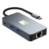 Hub Usb C 6 En 1 Hub Usb 3.2 C Gigabit+usb 3.2 (10 Gbps) +4k