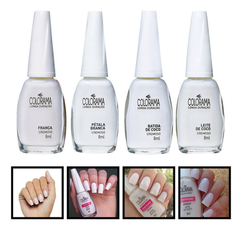 Kit Esmaltes Colorama Francesinha Tons Branco Hipoalergênico