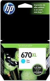 Hp Cartucho Tinta #670xl Cyan Cz118al