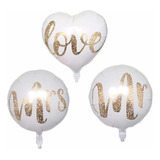 Set 3 Globos Metálicos Matrimonio 45 Cm Mr Y Mrs Love