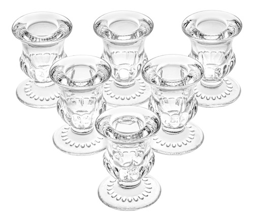 Juego De 6 Portavelas De Cristal Transparente Para Candelabr