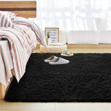 Alfombras Suaves Y Esponjosas Para Dormitorio, Color Negro