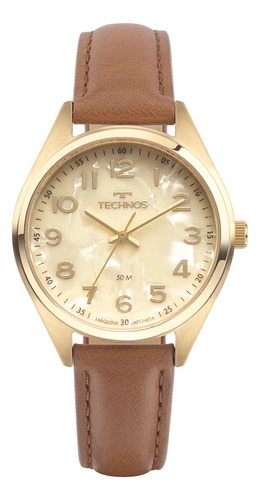 Relógio Technos Elegance Boutique Perolado Caixa Dourada Aço