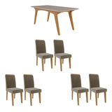 Conjunto Mesa De Jantar 6 Cadeiras Mdf Cimol Branco Bege