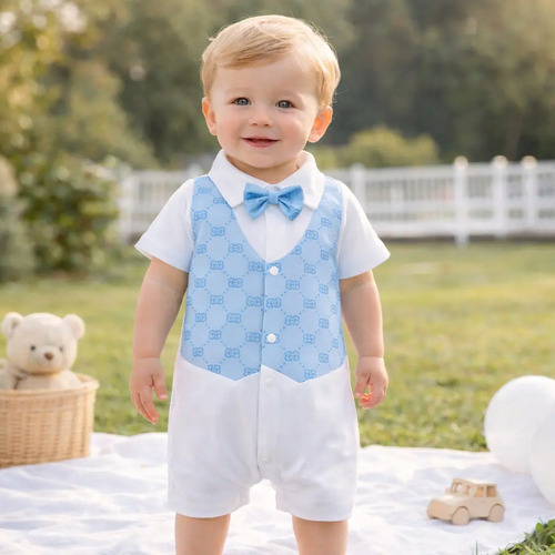 Mameluco Caballero Con Pajarita De Verano Para Bebés 0-18m