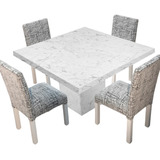 Juego Comedor Mesa Db130x130+ 4 Sillas Chenille