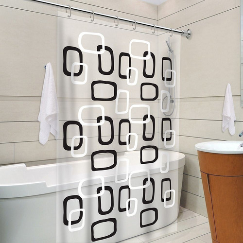Cortina Box Banheiro Antimofo Pvc Com Visor Transparente