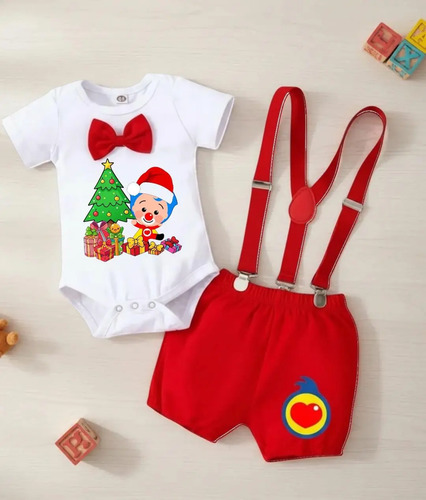 Conjunto Bebe Short Plim Plim Navidad Fiesta 12 Meses A 3 Añ