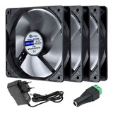 Kit 3x Cooler Fan 120mm 12v Alto Desempenho 2400rpm + Fonte