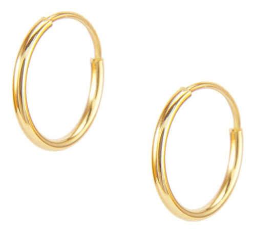 Aretes Arracadas Lisas 12mm. Oro 10k. Niña Mujer Dama Adulto