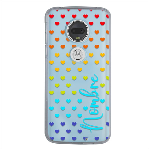 Funda Motorola Corazones Colores Personalizada Con Nombre