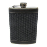 Cantil De Bolso Metal E Couro Preto 266ml (09 Oz)