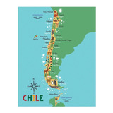 Alfombra  Infantil Mapa Chile Vinílica 140 X 160 Cm