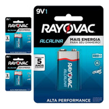 3 Baterias Alcalinas 9v Rayovac 3 Cart