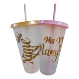 100 Vaso Reusable Personalizado Con Popote, 24 Oz, Mis Xv