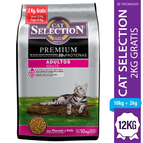 Alimento Gatos Adultos Cat Selection 10kg + 2kg De Regalo 