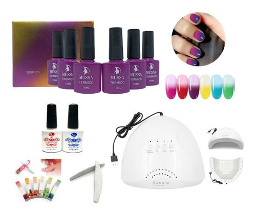 Kit Esmalte Térmico+lampara Uv-led 48 Watts+base+top+lima