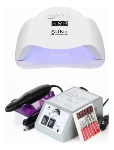 Lámpara Led Uv 54w + Maquina Torno De Uñas Manicure