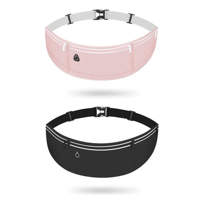 2pcsriñonera Deportiva Ajustable, Cinturón, Bolsa De Fitness Rosa Y Negro