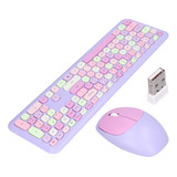 Combo De Teclado Y Mouse Para Pc, 2,4 G, Retro, Multicolor,