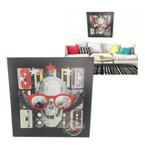 Quadro Decorativo Caveira Rockstar Moldura 50x50 Banda