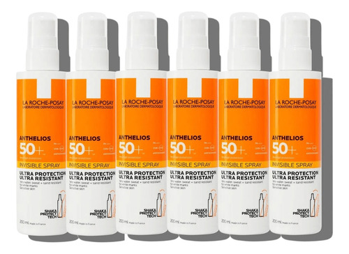 Combo X6 La Roche Posay Anthelios Fps50+ Spray 200 Ml