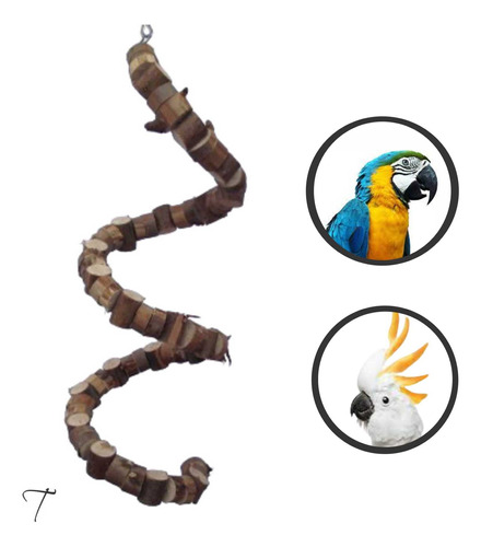 Brinquedo De Madeira Para Aves Grandes Espiral Rústico