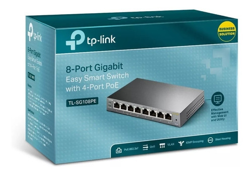 Switch Gerenciável Gigabit 8 Portas Tp-link Tl-sg108pe Poe