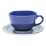 Taza De Te Con Plato Unni Ceramica Oxford Jeans 200cc