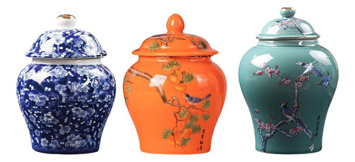 3 Tarros De Jengibre De Porcelana China Antigua Contenedor