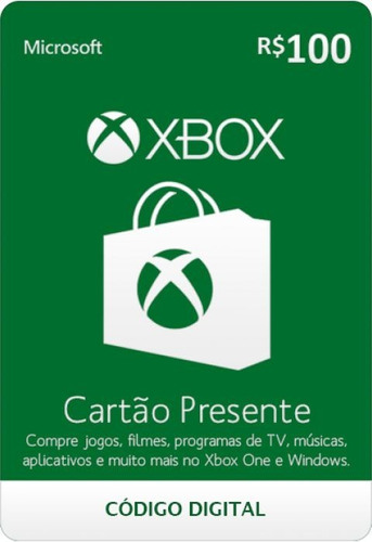 Cartão Xbox Live Br R$ 100 Reais Envio Rápido