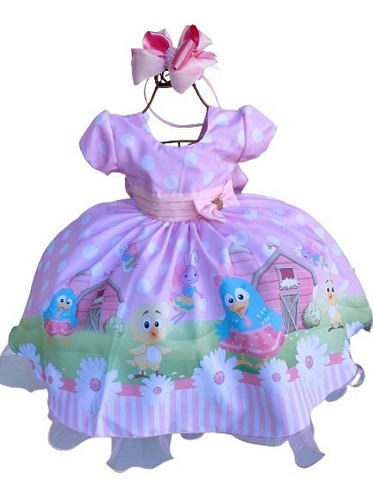 Vestido Galinha Pintadinha Rosa E Azul Aniversário Princesa