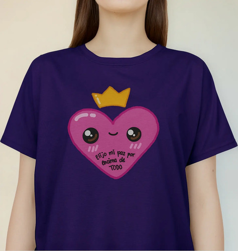Playera Kawaii Corazón Corona Elijo Mi Paz