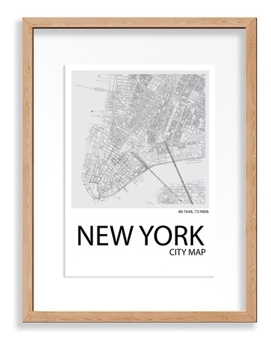 Cuadro Downtown New York 43 X 33 Cms. Vectorika