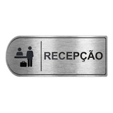 Placa Indicativa Recepção Aço Inox Puro - 25x10