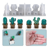 Molde Silicona Cactus 3d Mini X 6 Llaveros Souvenirs Resina