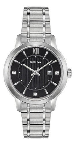 Relógio Bulova Feminino 96p185 Diamante Accent Prata 32mm