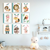 Set Cuadros Canvas Decorativo Niños Cuarto Bebé Animalitos 